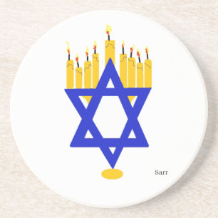 Dessous De Verre En Grès Dessous de verre de grès Hanoukka Menorah