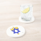 Dessous De Verre En Grès Dessous de verre de grès Hanoukka Menorah (Côté)