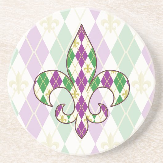 Dessous De Verre En Grès Dessous de verre de grès Jacquard Mardi Gras (Devant)
