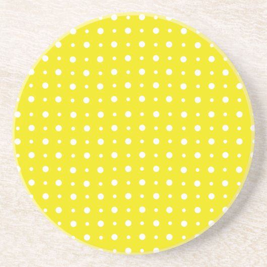 Dessous De Verre En Grès Dessous de verre de grès jaune citron, Pois blancs (Devant)