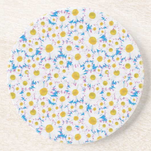Dessous De Verre En Grès Dessous de verre de grès : Marguerites blanches su (Devant)