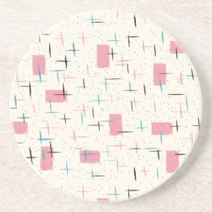 Dessous De Verre En Grès Dessous de verre de grès Motif rose rétro