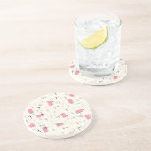 Dessous De Verre En Grès Dessous de verre de grès Motif rose rétro (Côté)