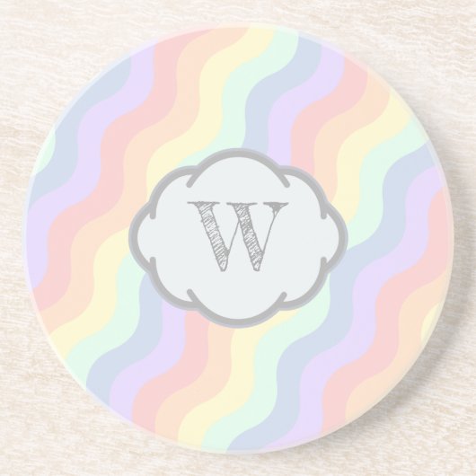 Dessous De Verre En Grès Dessous de verre de grès Pastel Rainbow Waves (Devant)