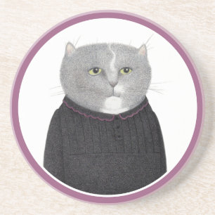 Dessous De Verre En Grès DESSOUS DE VERRE de grès rond CAT CHAT DU MÉNAGE