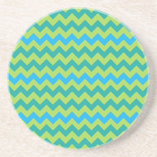 Dessous De Verre En Grès Dessous de verre de grès rond : Turquoise, Chevron (Devant)