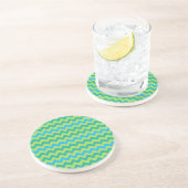 Dessous De Verre En Grès Dessous de verre de grès rond : Turquoise, Chevron (Côté)