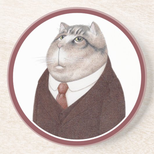 Dessous De Verre En Grès DESSOUS DE VERRE de grès rond VALET CAT (Devant)