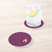 Dessous De Verre En Grès Dessous de verre de grès rose avec pied de bois d' (Côté)