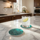 Dessous De Verre En Grès Dessous de verre de grès Turquoise géométrique et 