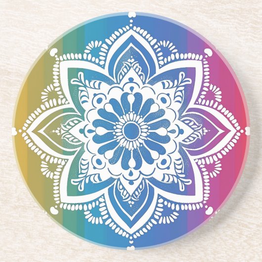 Dessous De Verre En Grès Dessous de verre de Motif de grès Rainbow Mehndi (Devant)