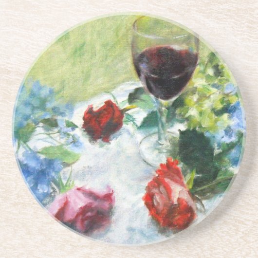 Dessous De Verre En Grès Dessous de verre floraux de grès de vin (Devant)