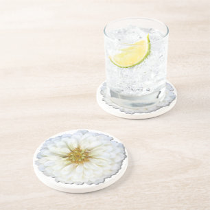 Dessous De Verre En Grès Dessous de verre - grès - Zinnia blanc