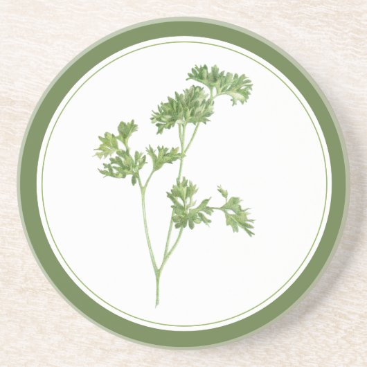 Dessous De Verre En Grès DESSOUS DE VERRE rond de grès PARSLEY FRAIS -texte (Devant)