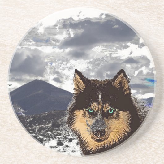 Dessous De Verre En Grès Dessous de verre Sibérien de grès Husky (Devant)