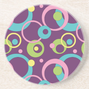 Dessous De Verre En Grès Dessus de verre en grès aux cercles violets funky