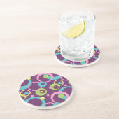 Dessous De Verre En Grès Dessus de verre en grès aux cercles violets funky (Côté)