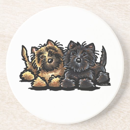 Dessous De Verre En Grès Deux Cairn Terriers (Devant)