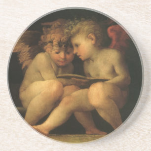 Dessous De Verre En Grès Deux chérubins lisant par Rosso Fiorentino, Anges