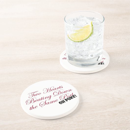 Dessous De Verre En Grès Deux coeurs (Côté)