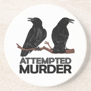 Dessous De Verre En Grès Deux corneilles = tentatives de meurtre