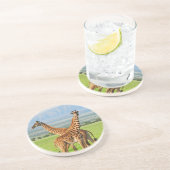 Dessous De Verre En Grès Deux girafes (Côté)