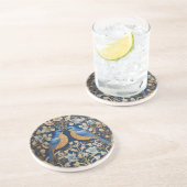 Dessous De Verre En Grès Deux Oiseaux Bleus Élégants William Morris Inspiré (Côté)