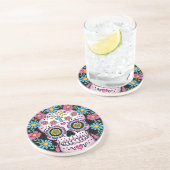 Dessous De Verre En Grès Dia de los Muertos Skull (Côté)
