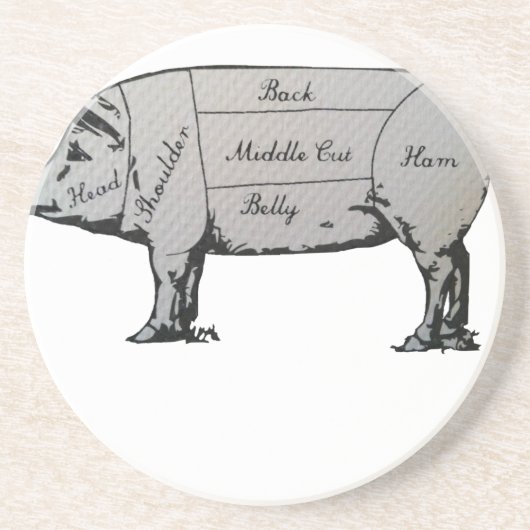 Dessous De Verre En Grès Diagramme de porc (Devant)