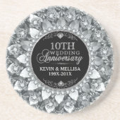 Dessous De Verre En Grès Diamants blancs 10e anniversaire de Mariage (Devant)