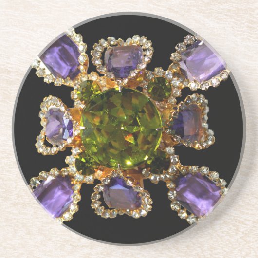 Dessous De Verre En Grès Diamants d'améthyste violet Emeralds bijoux (Devant)