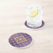 Dessous De Verre En Grès Diamants pourpre et or (Côté)