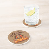 Dessous De Verre En Grès Dinde de Thanksgiving à Cœurs Reconnaissants (Côté)