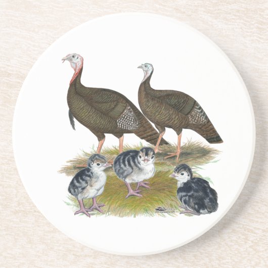 Dessous De Verre En Grès Dindes Famille Sauvage de l'Est (Devant)