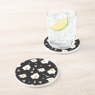 Dessous De Verre En Grès Dîner d'oeufs Lune Confetti Motif