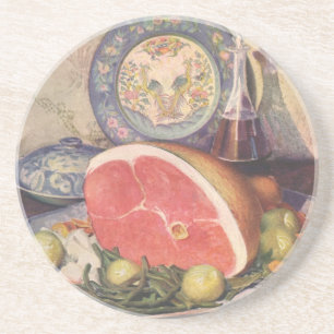 Dessous De Verre En Grès Dîner vintage au jambon avec haricots verts et pom