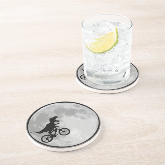 Dessous De Verre En Grès Dinosaur Vélo & Lune (Côté)