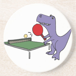Dessous De Verre En Grès Dinosaure drôle de T-Rex jouant au ping-pong