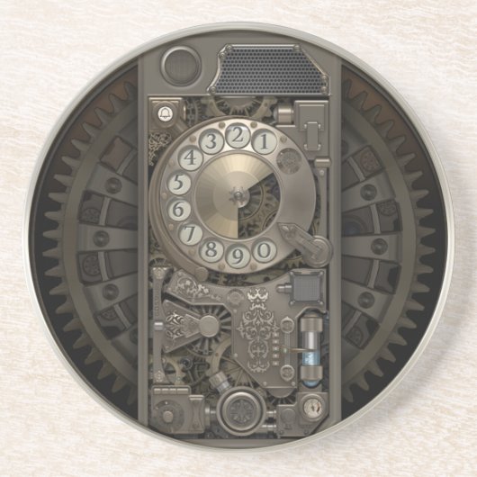 Dessous De Verre En Grès Dispositif de Steampunk - téléphone de cadran (Devant)