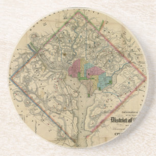 Dessous De Verre En Grès District de Columbia la carte d'ère de guerre
