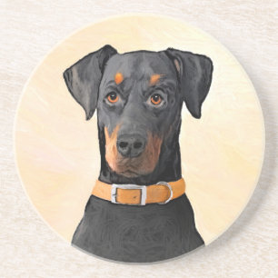 Dessous De Verre En Grès Doberman Pinscher Peinture non découpée Art origin