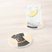 Dessous De Verre En Grès Doberman Pinscher Peinture non découpée Art origin (Côté)