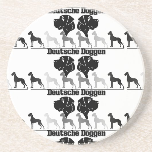 Dessous De Verre En Grès Doggenlogo Noir Gris (Devant)