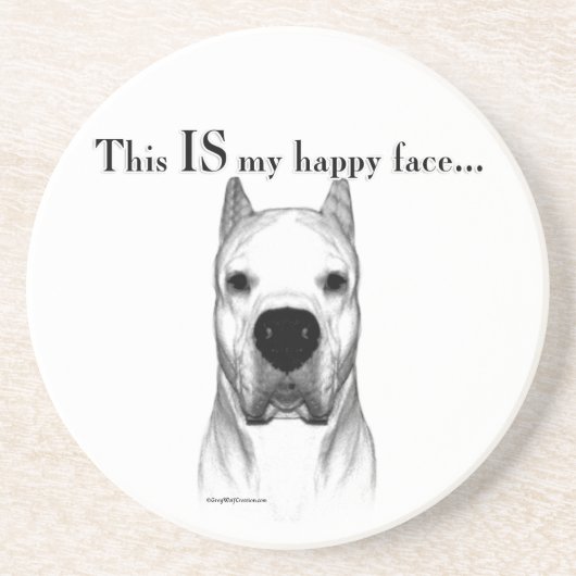 Dessous De Verre En Grès Dogo Argentino Joyeux Visage (Devant)