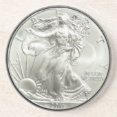 DESSOUS DE VERRE EN GRÈS DOLLAR EN ARGENT D'EAGLE D'AMÉRICAIN (Devant)