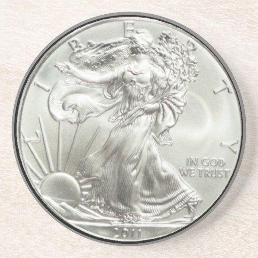 DESSOUS DE VERRE EN GRÈS DOLLAR EN ARGENT D'EAGLE D'AMÉRICAIN (Devant)