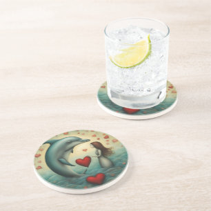 Dessous De Verre En Grès Dolphin Love 1
