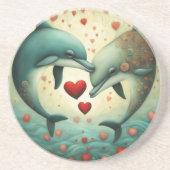 Dessous De Verre En Grès Dolphin Love 2 (Devant)