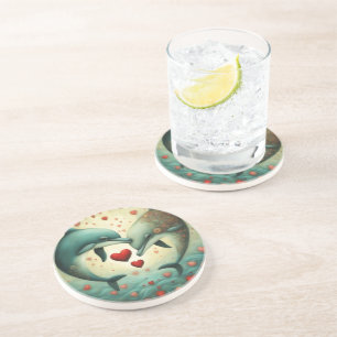 Dessous De Verre En Grès Dolphin Love 2