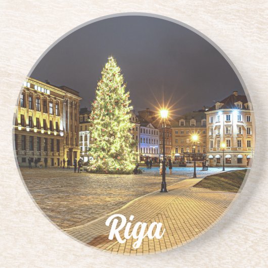 Dessous De Verre En Grès Dôme Carré avec sapin de Noël à Riga (Devant)
